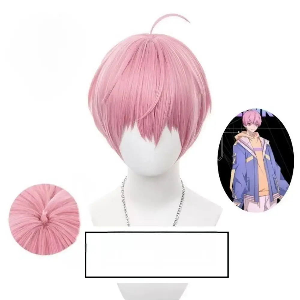 

Anime Link Click Li Tian Chen cosplay wig pink short Synthetic Wig Heat-Resistant Synthetic hair with Rose net liner