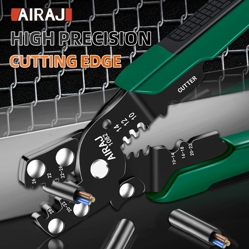 AIRAJ Stripping Pliers Straight Handle Multi-Function Line Stripping Pliers Red and Green Style Pressure Line Stripping Line