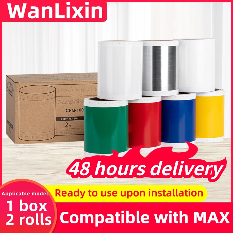 2 Rolls color SL-S112N,SL-S113N For MAX CPM-100HC 100G3C 100G5C 100HG3C 100HIII PM-100A 100HG S115N Label Printer paster