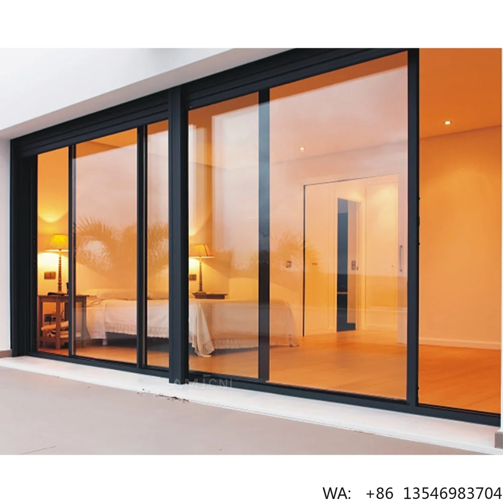 

Waterproof Sliding Panoramic Double Glazed Tempered Door Sliding Door Glass Design Patio Aluminum Sliding Doors with Big Handle