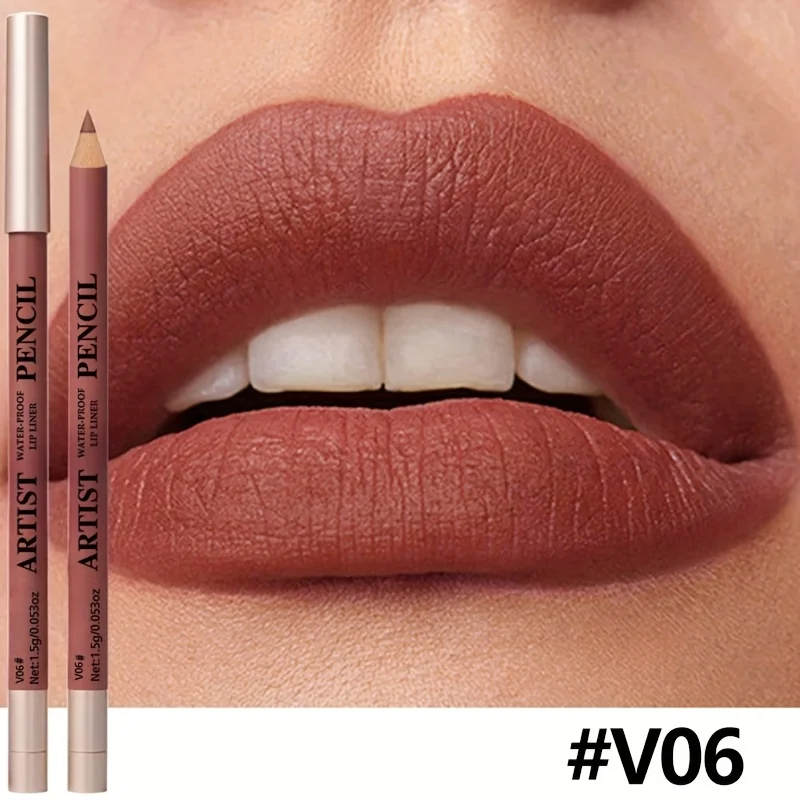 قلم تحديد الشفاه غير اللامع مقاوم للماء، تركيبة غير جافة تدوم طويلاً، جميع أنواع البيج، مكياج الشفاه غير اللامع لأحمر الشفاه والبطانات اللامعة