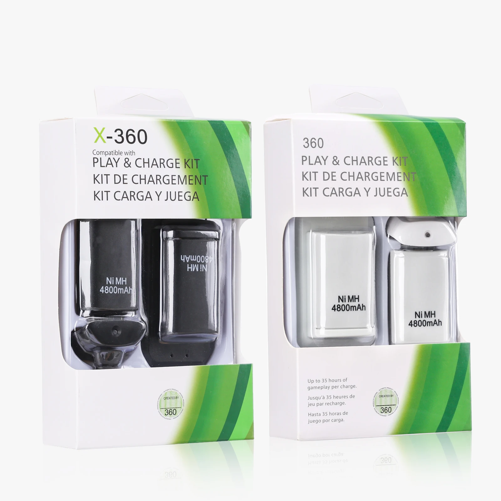 

2Pcs 4800mAh Rechargeable Battery with 1 Charging Cable+Charging Dock for Xbox 360 Wireless Gamepad Controller Battery