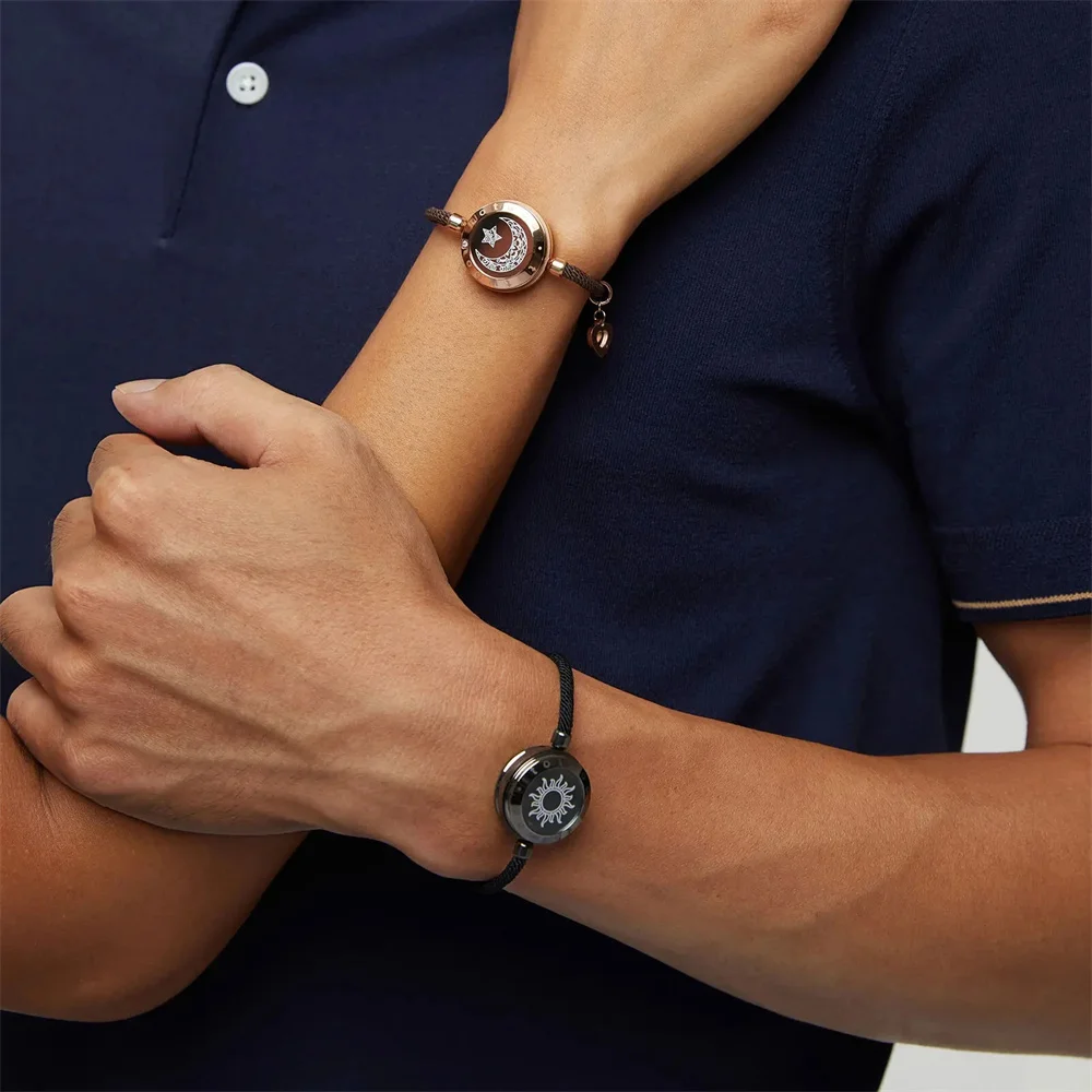 Totwoo long distance touch Bracelets for Couples Long Distance light up&Vibrate Moutain&Sea Love Bracelets Smart Jewelry sets
