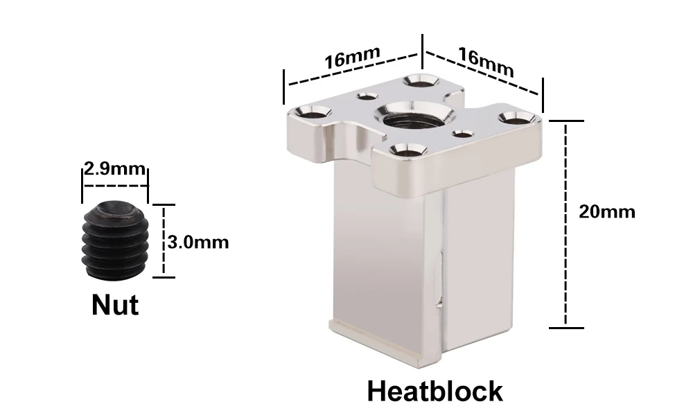 Trianglelab Dragon Ace Hotend-Teile: Kühlkörper, Heizblock, Heatbreak, Heizpatronen, Thermistor PT1000, 104NT-4, Thermoelemente K500 – Detail 3