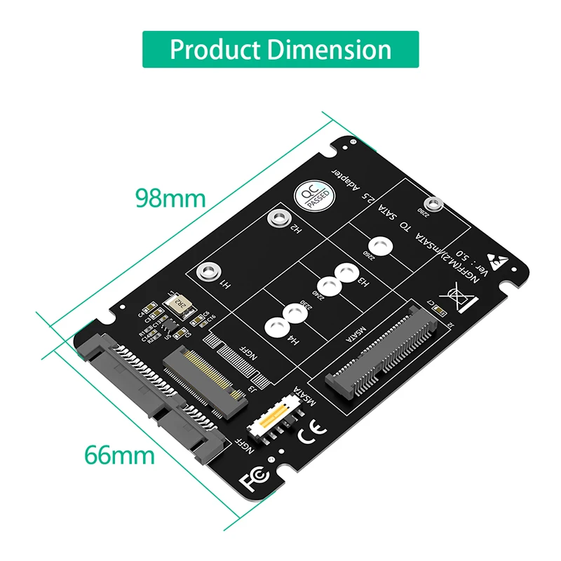 M.2 NGFF mSATA SSD to SATA 3.0 2.5inch Adapter M2 SATA SSD mSATA SSD Converter Riser Card For PC Laptop Add On Cards Up to 6Gbps