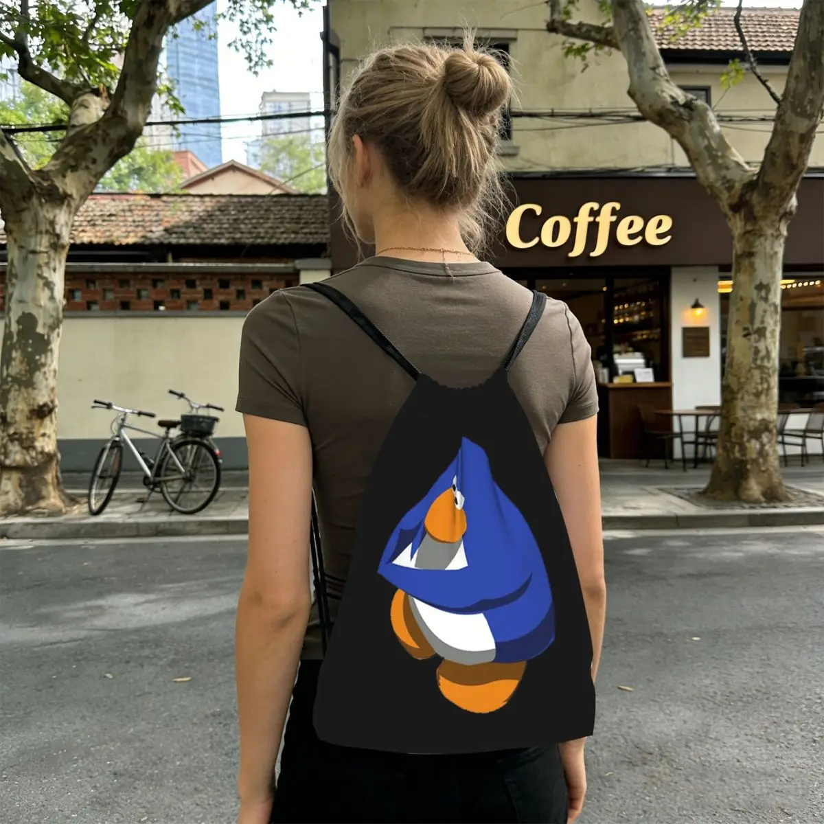 

Club Penguin BOI Backpacks Portable Drawstring Bundle Pocket Sports Bag Book Bags for Man Woman Students