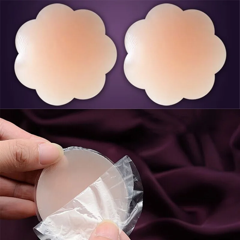 1 Pair Silicone Nipple Cover Bra Reusable Pad Invisible Adhesive Bra Chest Sticker Silicone Breast Chest Breast Petals Women