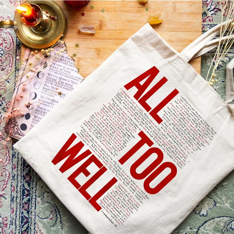 Taylor All Too Well Tote Bag, PleBag, TS Merch, Shopping Bag, Initiated Canvas Bag, Christmas Birthday Gift, 1Pc