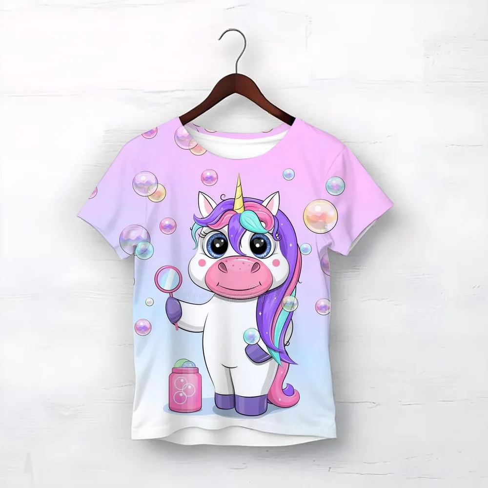 

Clothes Tops Girls Shirt Birthday Party Outfits Cute T Shirt Personalised Unicorn Print Kids Birthday T-shirt Childs Clothes Top