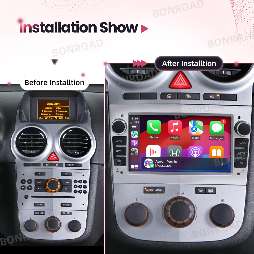BONROAD-pantalla táctil inalámbrica Carplay de 7 pulgadas para Opel Antara Corsa Meriva Vectra Zafira, Radio de coche, reproductor Multimedia, estéreo, GPS 4