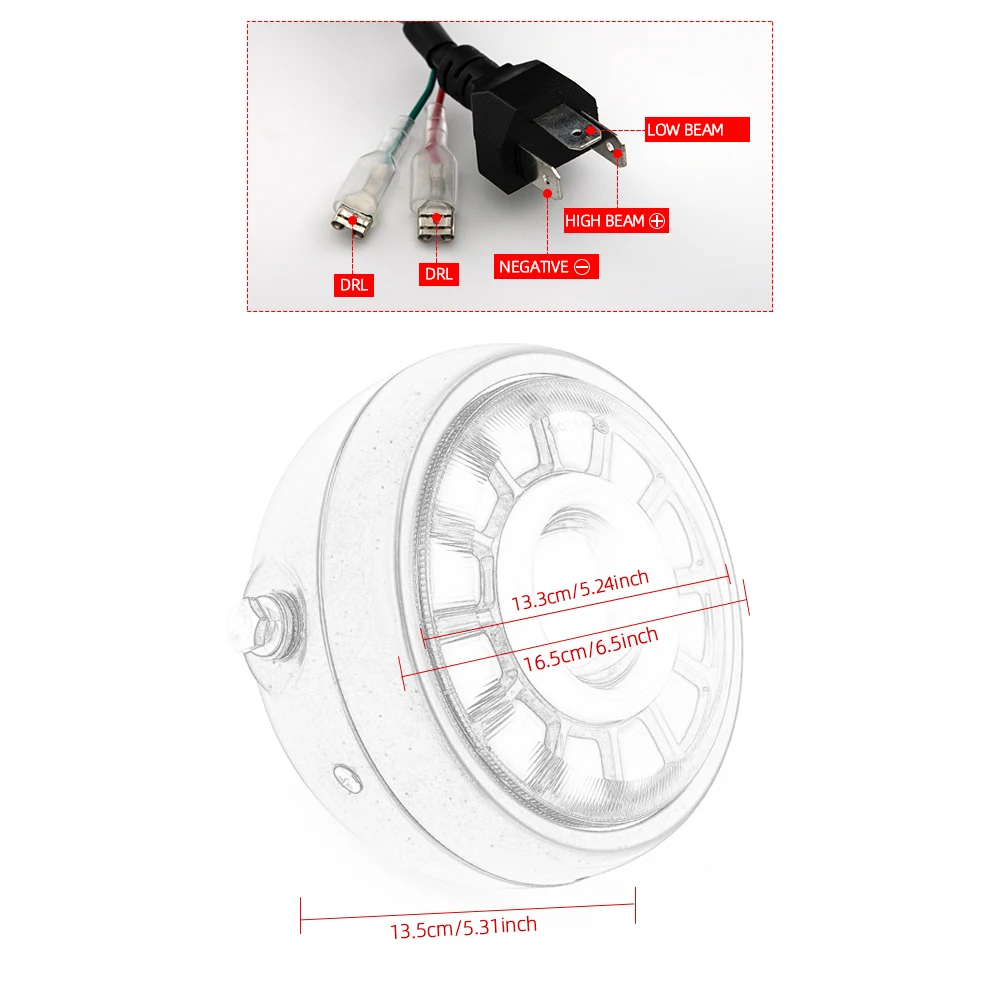 Lampe de sauna LED pour moto, phare rond, Sportster, Inboulon Honda, Yamaha, Suzuki bt, universel, 6.5 