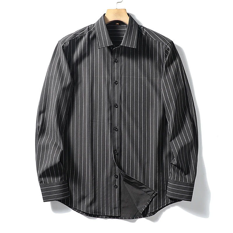 Outdoors Men Fashion Business Wedding Work Gentleman Four-sided Elastic Anti-wrinkle Non-ironing Slim Casual Long-sleeved Shirt
