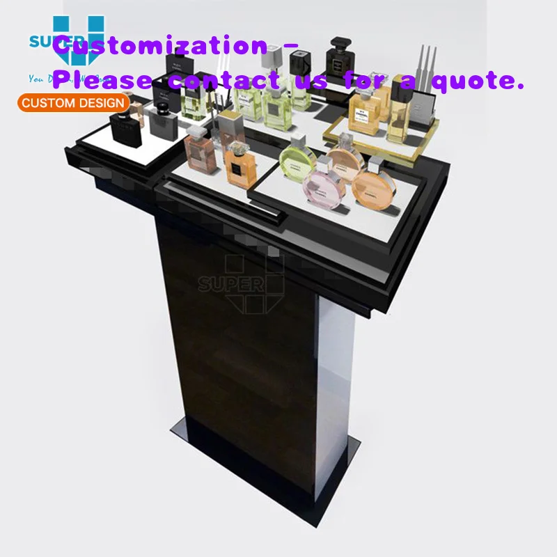 

custom.Solid Glass Bottle Showcase Custom Makeup Display Shelf Perfume Display Stand