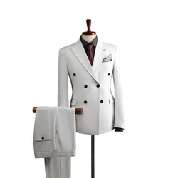 High-end Double-breasted Striped Suit for Men Casual Groom Wedding Dress