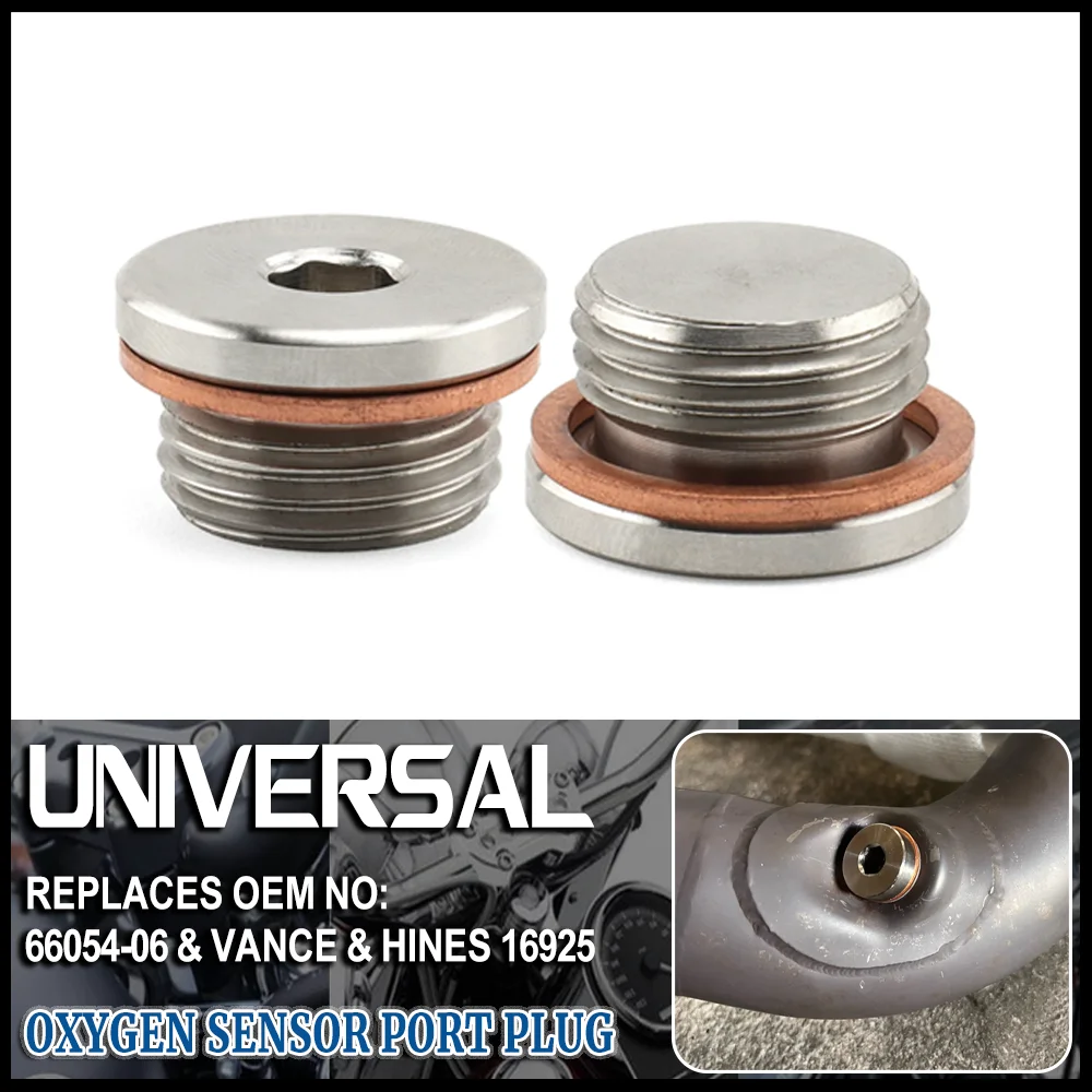 

Universal M18 Exhaust Pipe O2 HEX Oxygen Sensor Port Plug Plugs 18mm For Harley Replace OEM 66054-06 Vance & Hines 16925