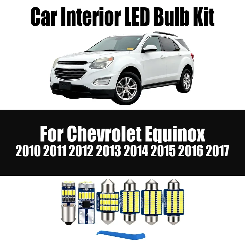 10PCS Canbus For Chevrolet Equinox 2010-2017 2014 2015 2016 LED Interior Front  Map Lights License Plate Lights Glove Box Kits