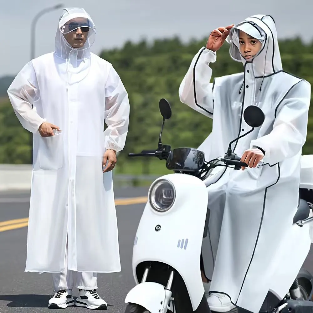 

Fashion Double Brim EVA Long One-Piece Raincoat, Waterproof Wear Resistant, Comfortable for Hiking Travel Cycling, All Weather O