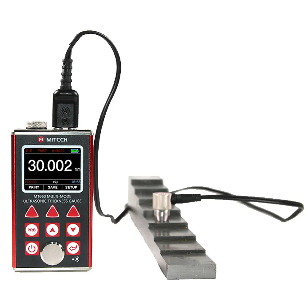 MT660 Digital Multi-Mode Ultrasonic Thickness Gauge meter Through Coating Painting tester range 0.65-600mm