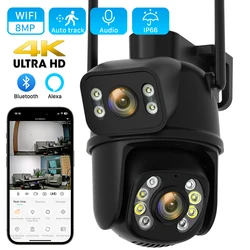 8MP 4K Dual Lens PTZ Wifi IP Camera Street Outdoor Video Surveillance Camera 4X Digital Zoom Color Night Vision CCTV Mini Camera