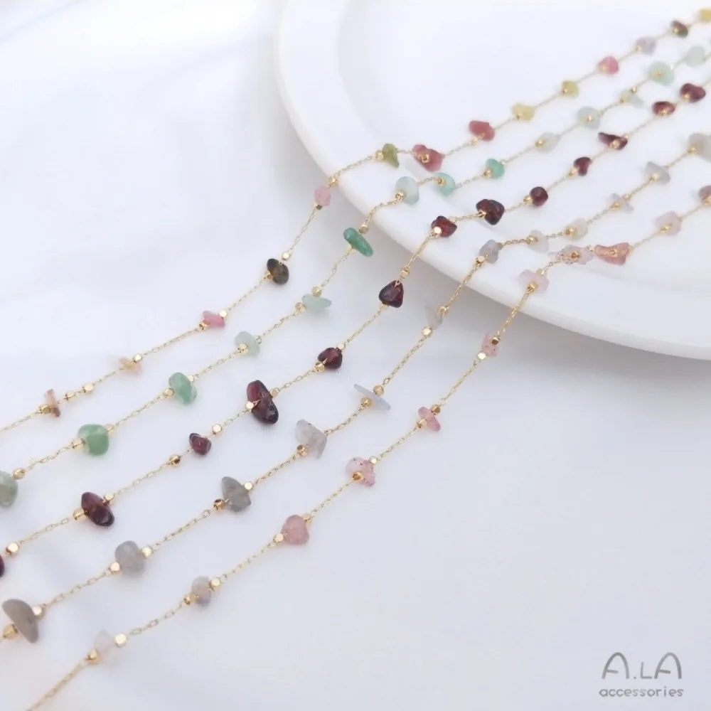 

Турмалин, гранат, клубничный кристалл, гравийная цепочка, 14-каратное золото, цепочка для сохранения дисперсии, сделай сам, ювелирный материал ручной работы