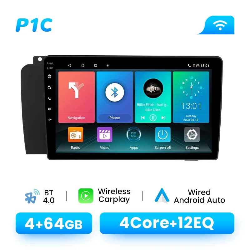 Android 14 Draadloze CarPlay Android Auto Multimedia Speler Voor Volvo XC70 V70 S60 2000-2009 GPS Wifi DSP 1280*720 IPS RDS
