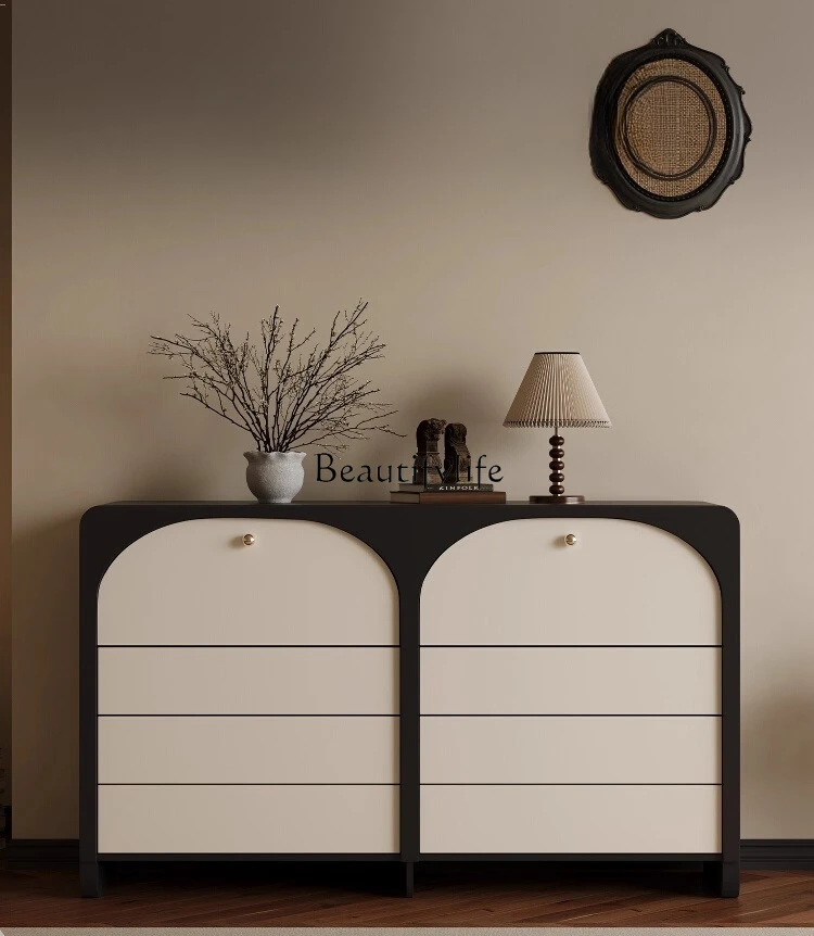 

Living room large-capacity storage cabinet French retro entrance cabinet
