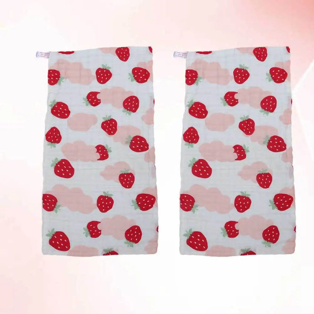 

2 шт., детский марлевый платок с клубничным узором, мягкий хлопковый маленький полотенце для лица, детский носовой платок, защита от слюней, подарок