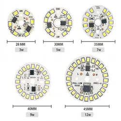 YzzKoo lámpara de parche de bombilla LED, placa SMD, módulo Circular, placa de fuente de luz para bombilla, CA de 220V, foco de Chip Led Downlight