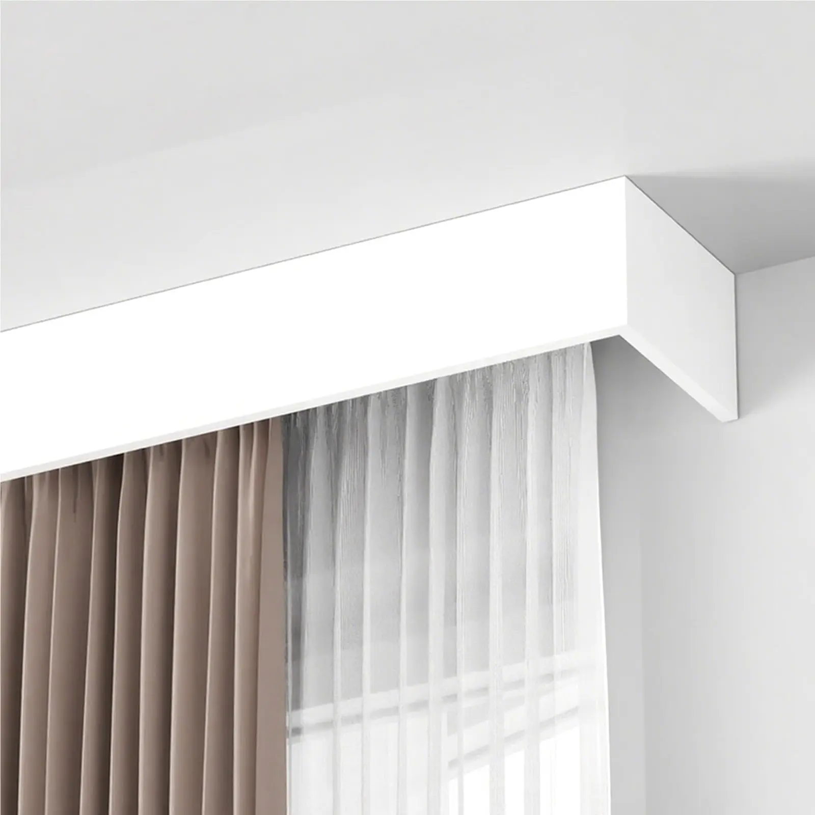 Curtain Box Double Track, Ceiling Wall Mount, Heavy Duty Aluminum Alloy Rail Valance Frame, Decorative Cornice Boards