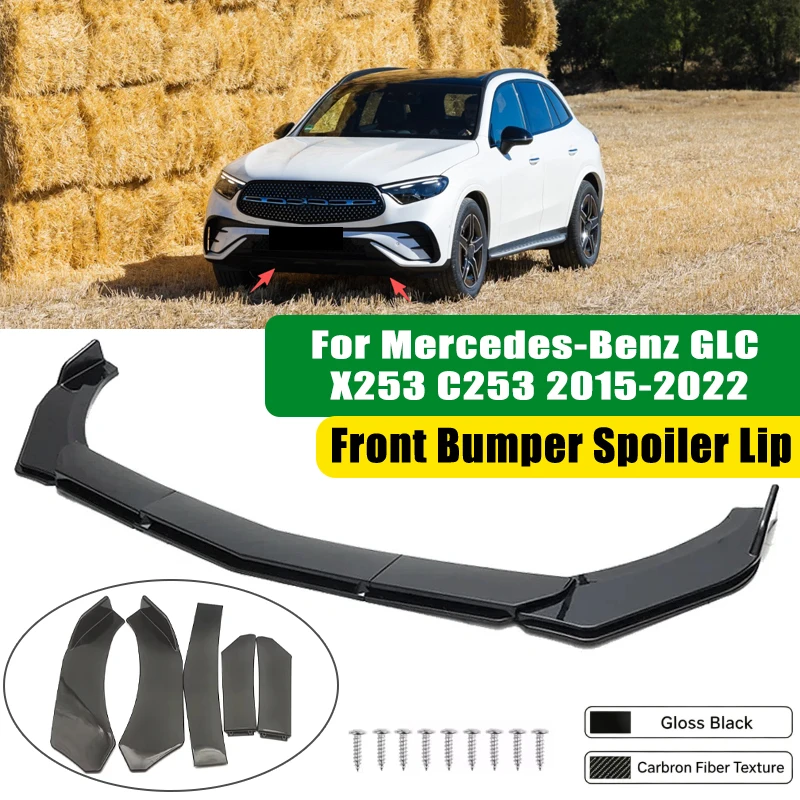 For Mercedes-Benz GLC X253 C253 2015-2022 5Pcs ABS Car Front Bumper Lip Spoiler Splitter Body Kit Canard Tuning Accessories