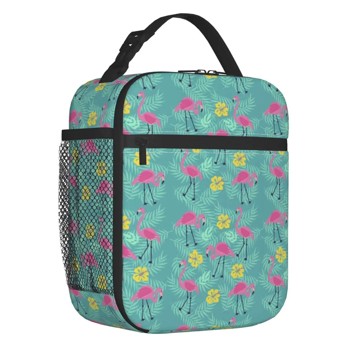 Summer Tropical Plants Flamingo Insulated Lunch Bags for School Office Resuable Cooler Thermal Bento Box Women Kids