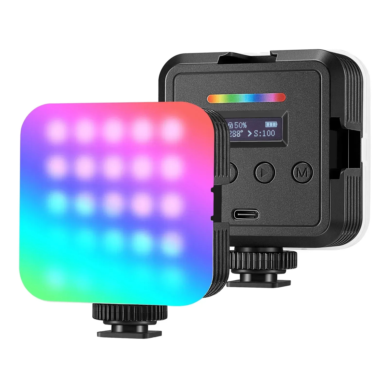 

Neewer RGB Video Light, RGB61 360° Full Color LED Camera Light With Cold Shoe CRI 97+, 2500K~8500K, 2000mAh Rechargeable Battery