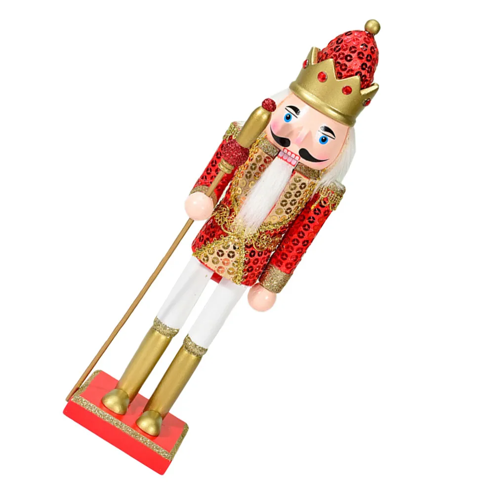 

Christmas Nutcracker Soldier Wooden Decoration Exquisitely Carved Small Festive Figure for Xmas Party Table Home Office Desktop