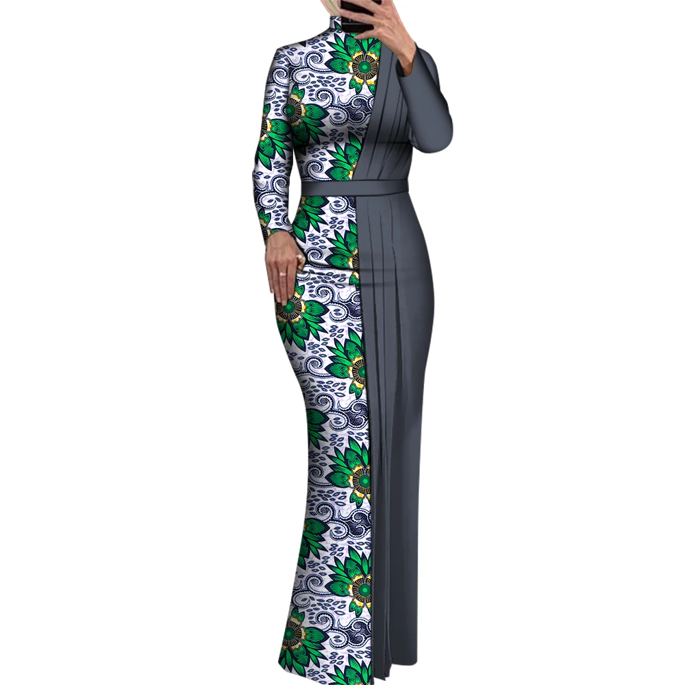 Dashiki Dress Elegant Women African Print Dress for Wedding Party Vestidos Ankara Style Long Bodycon Evening Dress WY8916