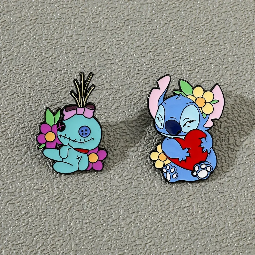 Cartoon Disney Lilo & Stitch Enamel Brooch Cute Stitch Lapel Pin for Backpack Jacket Badge Jewelry Anime Metal Pin for Kids Gift