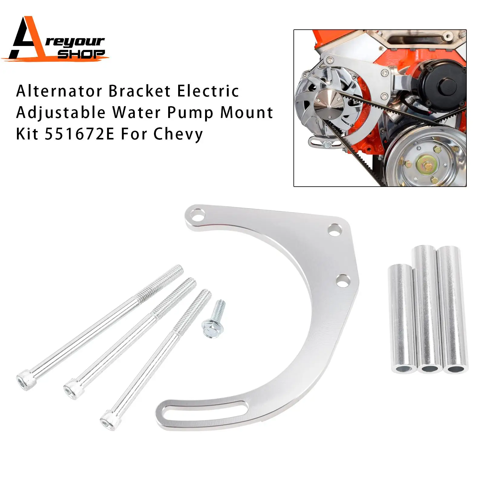 

Alternator Bracket Electric Adjustable Water Pump Mount Kit 551672E For Chevy