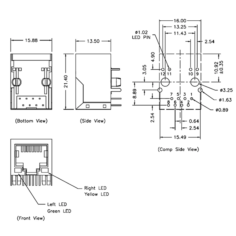 2 Stuks Hr911105a Ethernet Interface Rj45 Netwerk Transformator 100M Enkele Poort Rj45 Connector