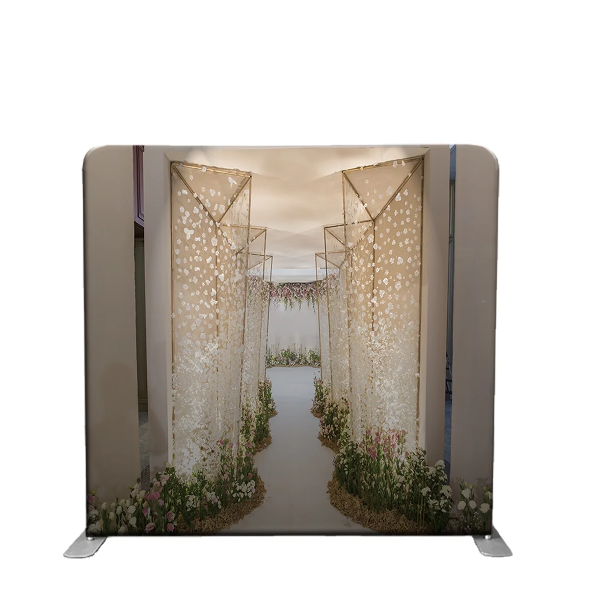Wonderful 10 '8' Aluminum Tube Display Fancy Floral Print Quick Set Wedding Event Background Stand
