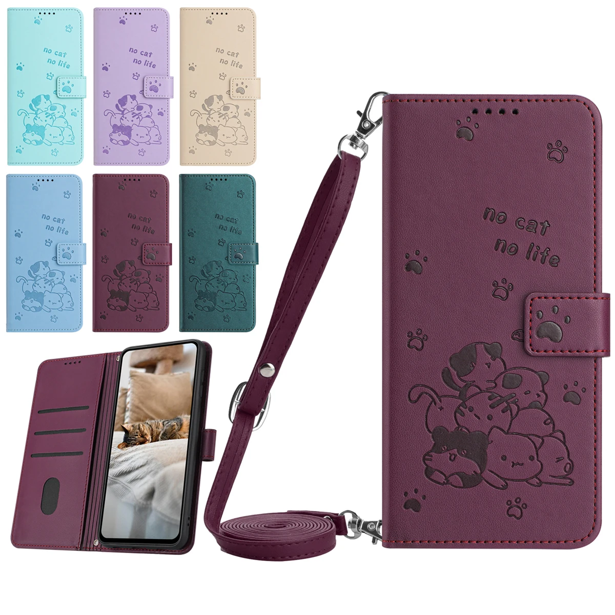 حافظة هاتف جلدية قابلة للطي لهاتف فوجيتسو FCNT راكوراكو F-53E السهام WE2 Plus F-51E F-52E حافظة كتف هريرة