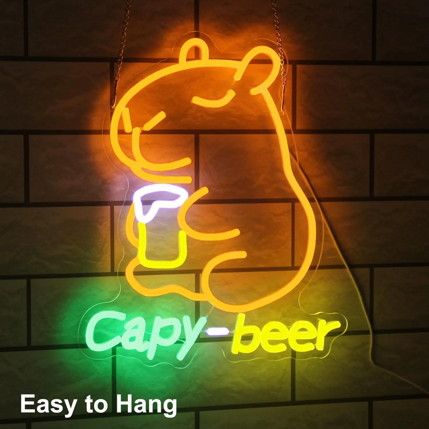 Capybara Beer Neon Sign USB Powered Cartoon Led Wall Light For Home Bar Man Cave Pub Lounge Bedroom Funny Animal Art Gift - view 3