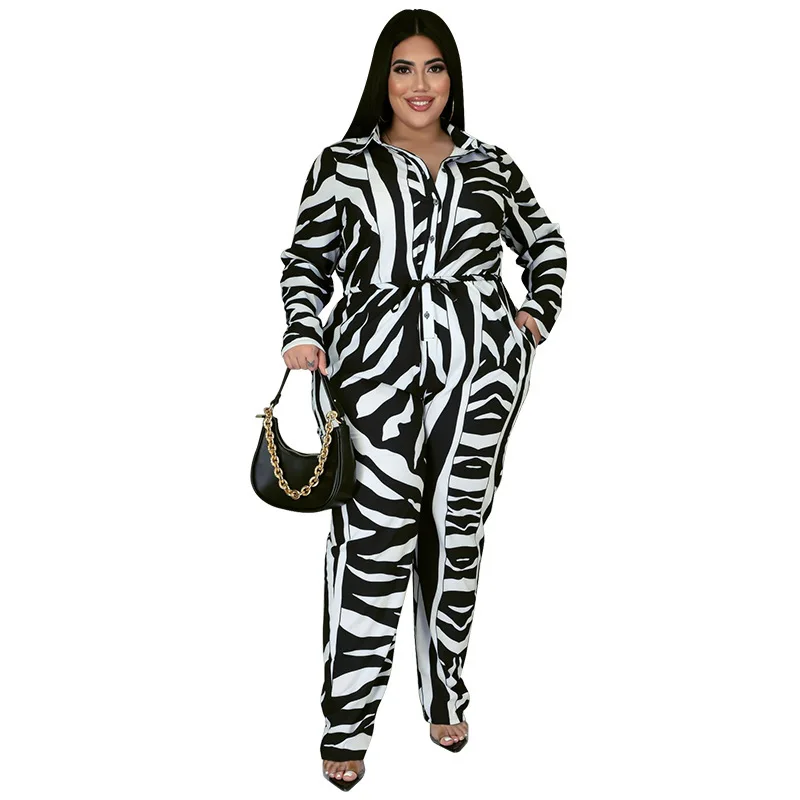 

21855 Large Women's Clothes 2025 Autumn New Cardigan Waist Closing Jumpsuit New Products