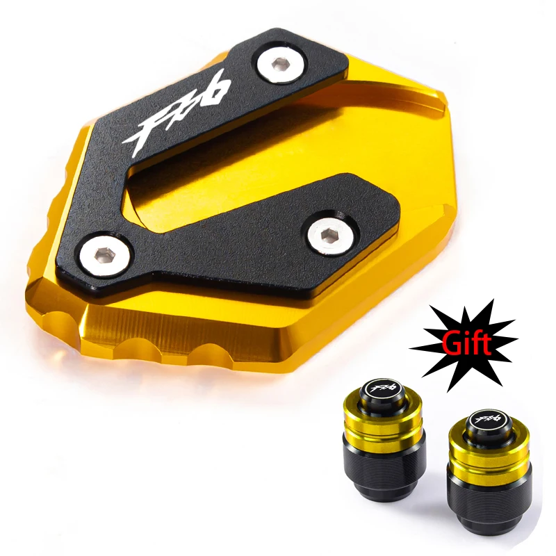 For Yamaha FZ6 FZ6R FZ6-S2 2004-2009 2010 Motorcycle Accessories CNC Side Stand Enlarge Extension And Tire Valve Air Caps