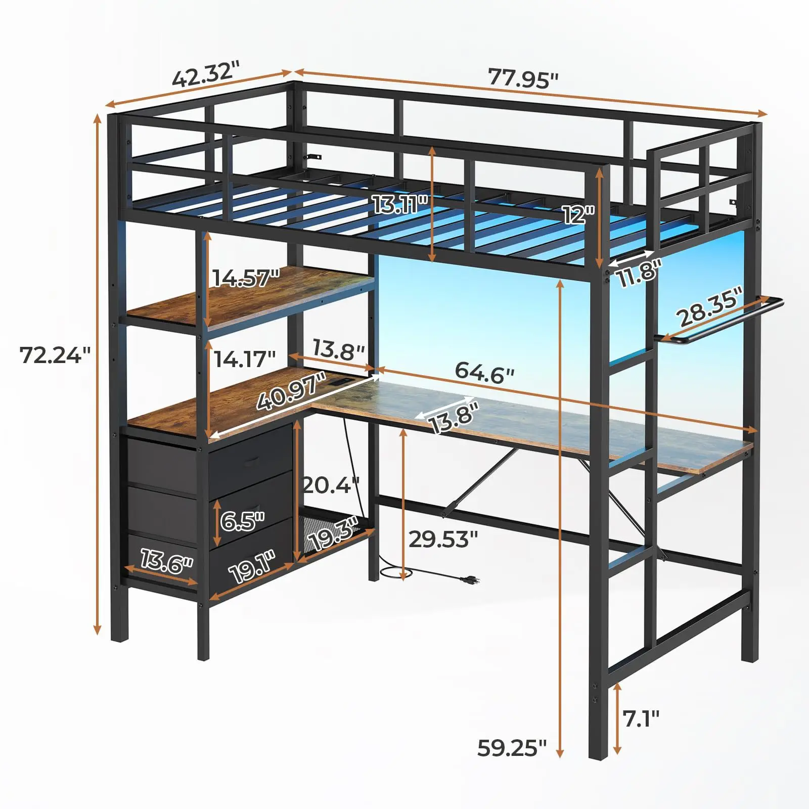 Iron wood steel wood bed bed under empty attic bed frame with the same upper bunk college student dormitory