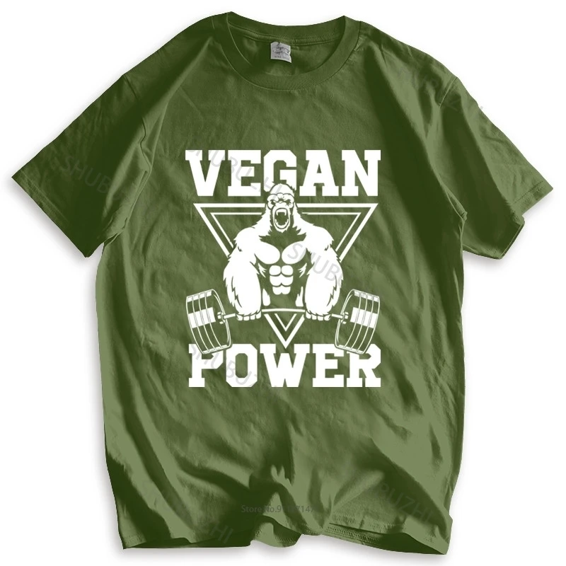 mens short sleeve t shirt Vegan Power Workout Muscle Gorilla Popular Tagless T-Shirt fashion tee-shirt male summer tops