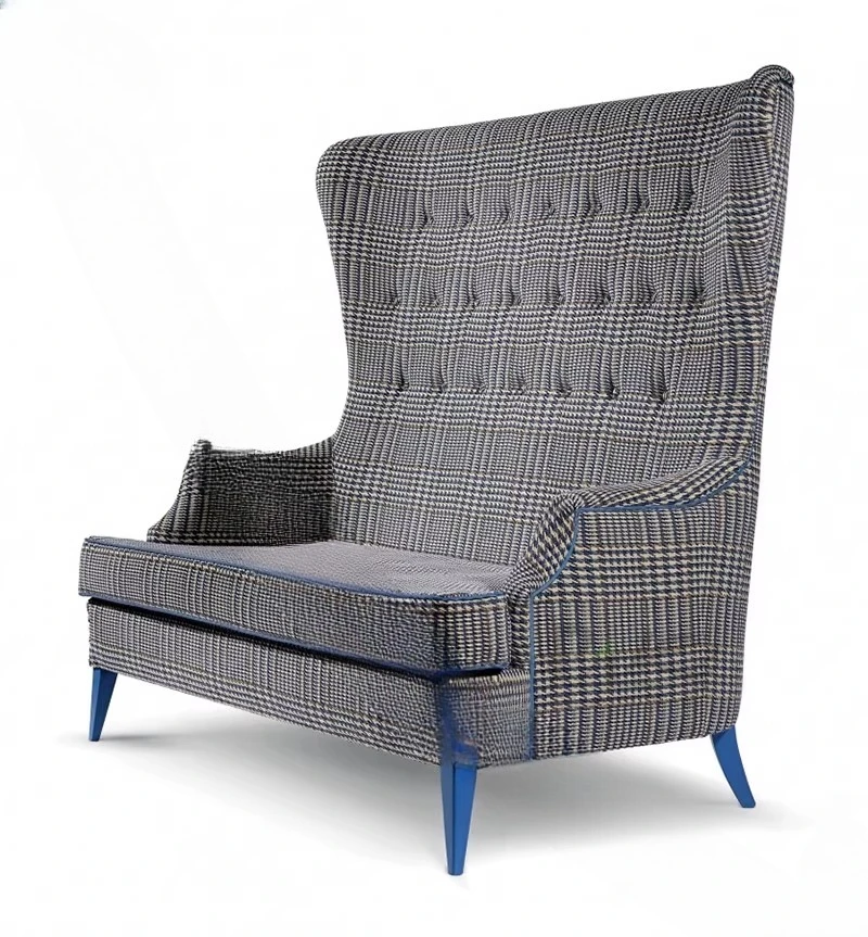 

High back sofa pull buckle ultra-high simple solid wood fabric high back sofa chair