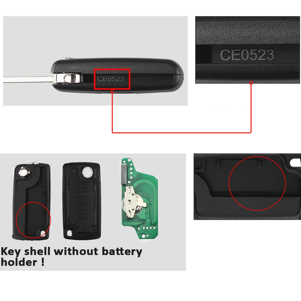 KEYYOU-llave remota de coche ASK/FSK, 2 botones, Filp, 433MHz, para CITROEN C1, C2, C3, C4, C5, Berlingo, Picasso, Peugeot 307 3008 308 408 ID46,