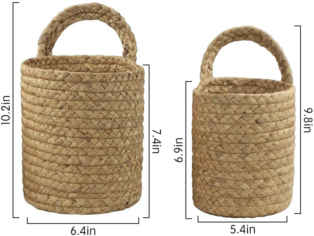 Hanging Storage Baskets Seagrass Woven Handmade Kitchen Tools Organizer Garden Planters Baskets Home Decor Flowers Pots