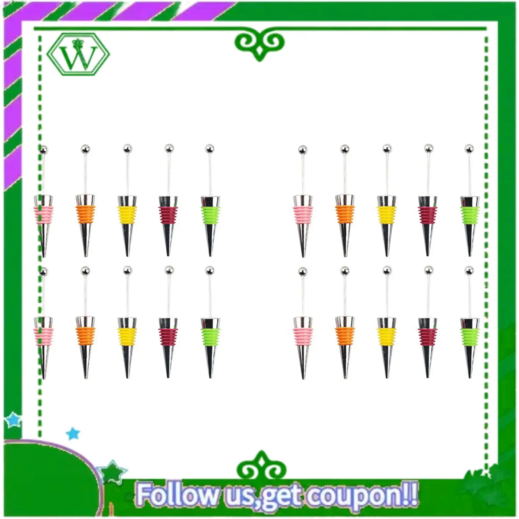 

Latest-20Pcs DIY Beadable Wine Stopper Party Wedding Bar Decor Sealed Fresh-Keeping Wine Champagne Stopper