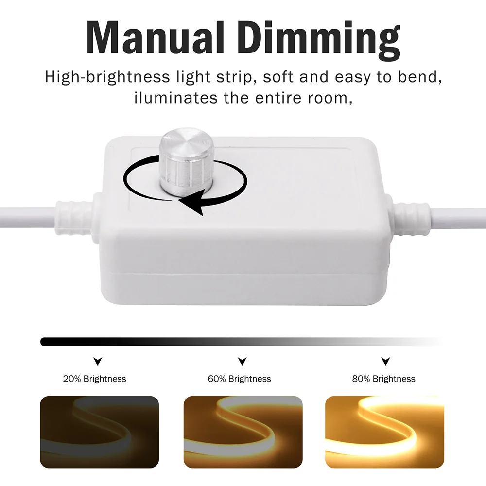 220v 5m 10m 20m 50m 100m cob led strip light regulável dimmer interruptor kit de alimentação 288led branco ra90 à prova dwaterproof água flex iluminação linear