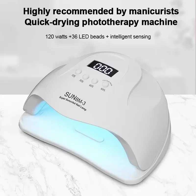 128W UV Gel Lamp for Nail 38 LEDs with 4 Timer Settings Smart Nail Dryer Quick-drying Nail Art Tools for Home Manicure